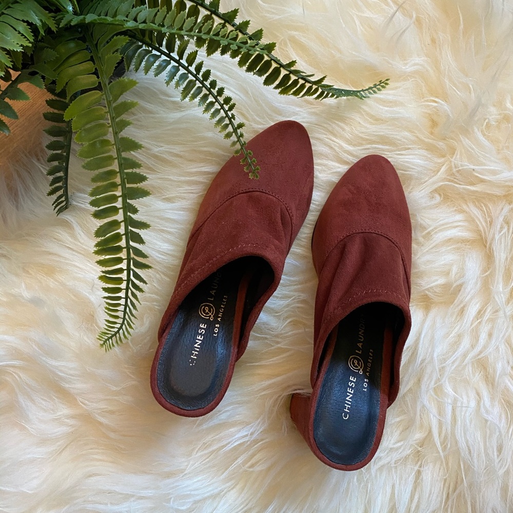 Chinese Laundry Suede Heeled Mules